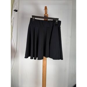 Unbranded Black Textured Pique Knit Skater Mini Skirt Womens XL Flared Circle